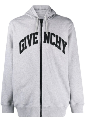 Givenchy logo-patches zip-up cotton hoodie - Grey