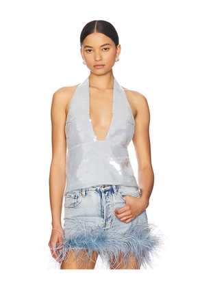 retrofete Joy Sequin Top in Baby Blue. Size M. Also in S.