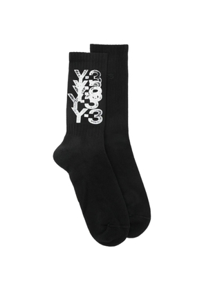 Y-3 logo-detail socks - Black