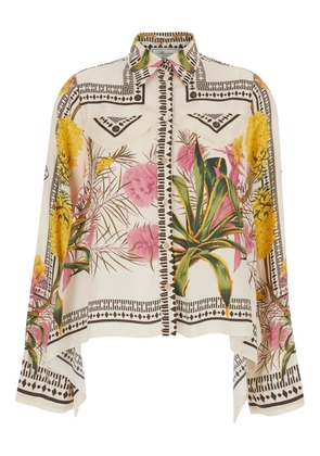 Blumarine floral print collared shirt - Neutrals