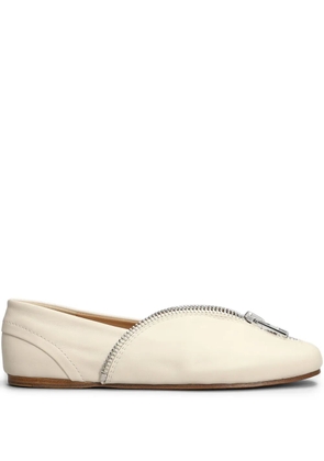 JW Anderson zip-detail leather ballerina shoes - Neutrals
