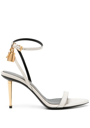 TOM FORD Padlock 85mm leather sandals - White