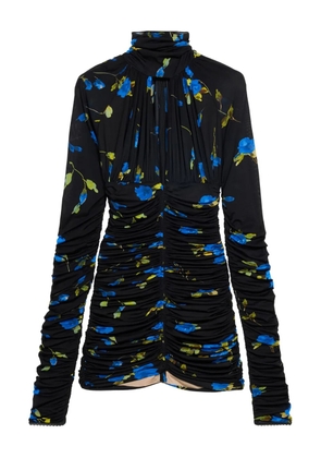 Blumarine ruched floral-print mini dress - Blue