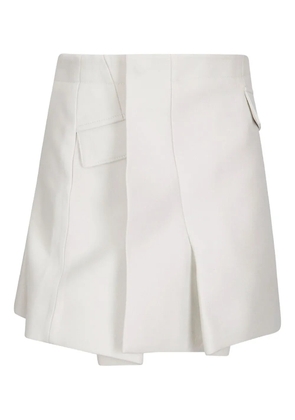 sacai flap-pocket pleated mini skirt - White