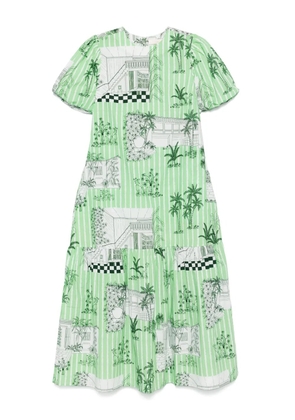 Verandah graphic-print midi dress - Green