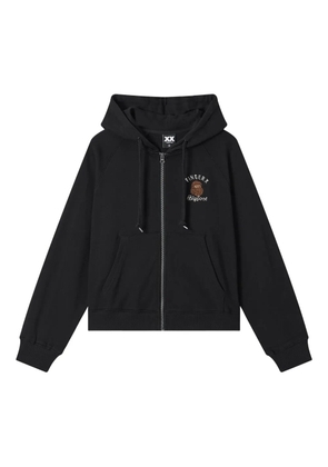FINGERCROXX bigfoot embroidered zip-up hoodie - Black
