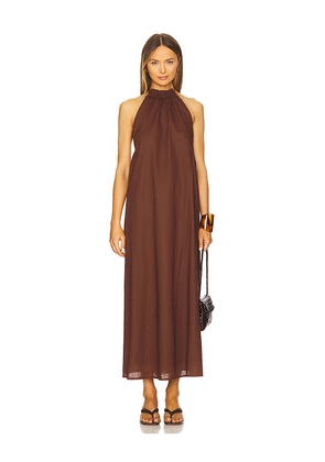 SNDYS Alysse Halter Dress in Cognac. Size M. Also in XL, XS, XXL, XXS.
