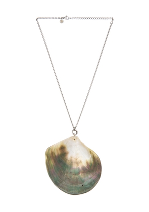 petit moments Abalone Shell Necklace in Metallic Silver.