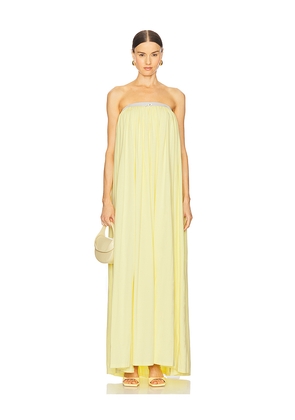 Rowen Rose Strapless Maxi Dress in Lemon. Size 34/0. Also in 36/2, 38/4.