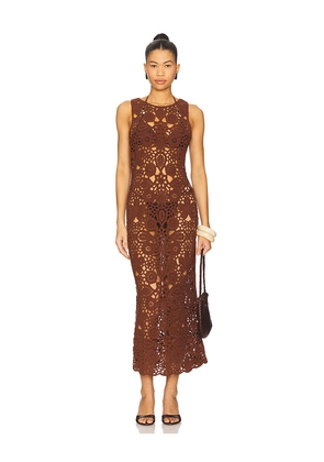 SNDYS Tala Maxi Dress in Brown. Size M. Also in S, XS.