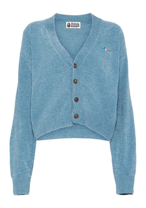 A BATHING APE® logo embroidery cardigan - Blue