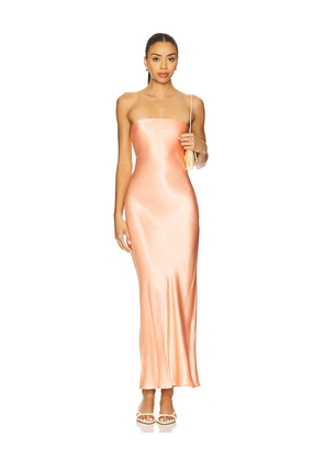 SNDYS Angel Strapless Midi Dress in Coral. Size L. Also in M, S, XL, XS, XXL.