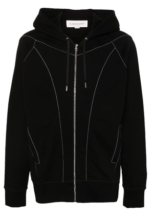 Alexander McQueen contrast-stitching hooded jacket - Black