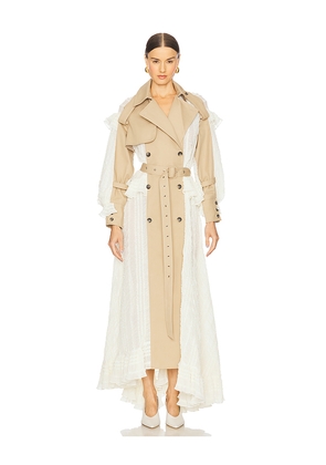ROKH Trench With Ruffle Dress in Ivory,Beige. Size 34/2. Also in 36/4.