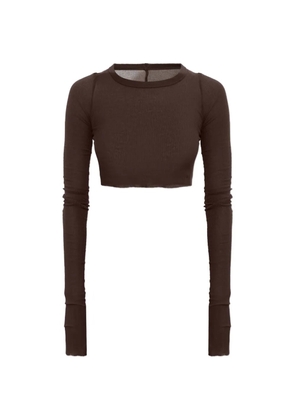 Rick Owens long-sleeve cropped top - Brown