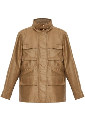 Moncler linen utility jacket - Brown