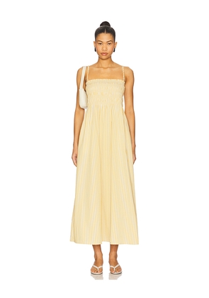 PISTOLA Bianca Smocked Bodice Dress in Yellow. Size L. Also in M, XL.