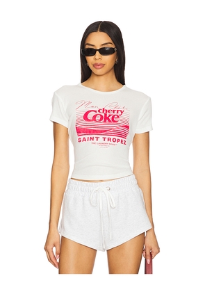 The Laundry Room Cherry Coke Saint Tropez Baby Tee in White. Size L. Also in XL, XS.