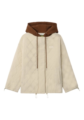Mini Cream hooded quilted jacket - Neutrals