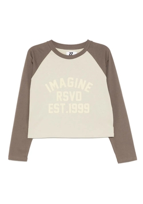 izzue slogan-print cotton T-shirt - Neutrals