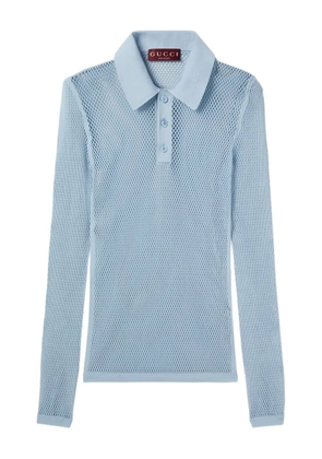 Gucci long-sleeve mesh polo shirt - Blue