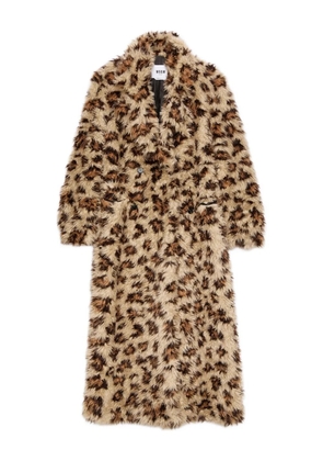 MSGM leopard-print belted coat - Brown