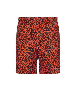 Pleasures Leopard Active Shorts in Red. Size L. Also in S.