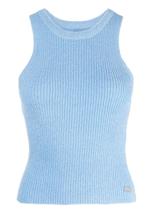 izzue logo-plaque ribbed tank top - Blue