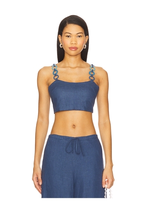 Saudade Cascade Top in Blue. Size M. Also in S, XS.