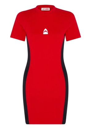 Let's Swim Shark logo bodycon dress - Red