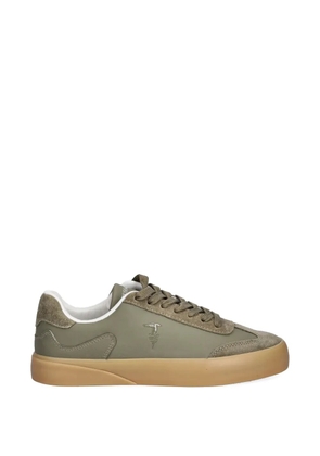 Trussardi logo-detail leather sneakers - Green