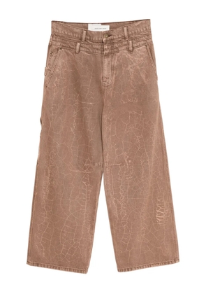 Feng Chen Wang crack-print jeans - Brown