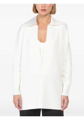Brandon Maxwell Luma wide-collar side-slit blouse - White