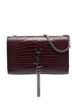 Saint Laurent Pre-Owned 2019 Medium Croc Embossed Leather Monogram Kate Tassel crossbody bag - Red