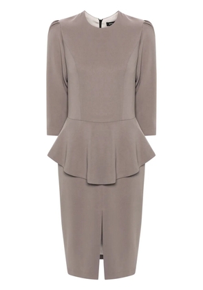 STYLAND peplum-waist midi dress - Grey