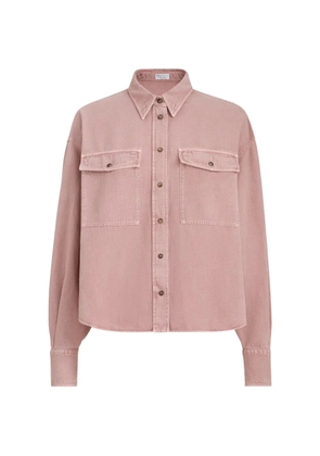 Brunello Cucinelli garment-dyed flap-pocket shirt - Pink