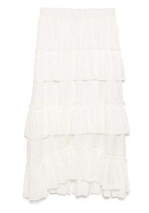 b+ab Tiered ruffle midi skirt - White