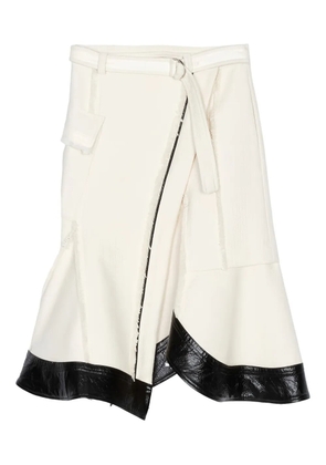 3.1 Phillip Lim faux-leather panel tweed skirt - Neutrals