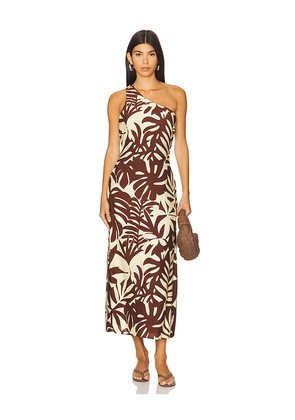 SEVEN WONDERS Matelo Midi Dress in Brown. Size L. Also in S, XL, XS.