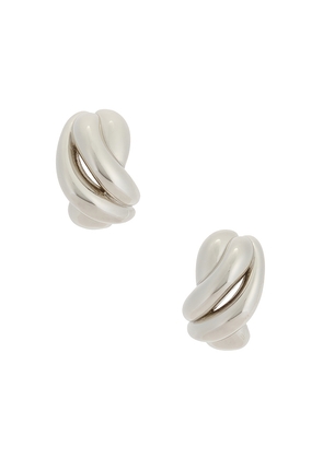 Roxanne Assoulin Knot Earrings in Metallic Silver.