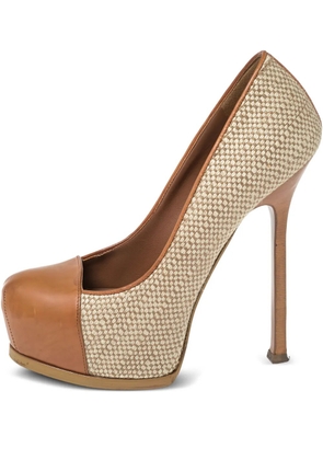Saint Laurent Pre-Owned 140mm Tribute platform pumps - Brown