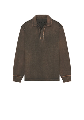 Rag & Bone Washed Rugby Polo in Brown. Size L. Also in S, M.