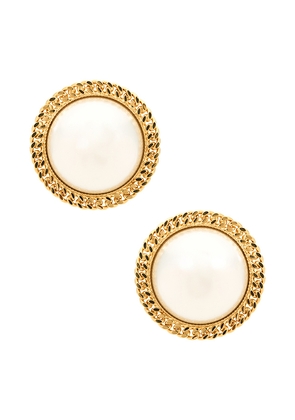 Rowen Rose Oversized Pearl Earrings in Metallic Gold.