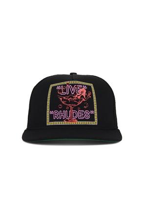 Rhude Live Rhudes Trucker Hat in Black.