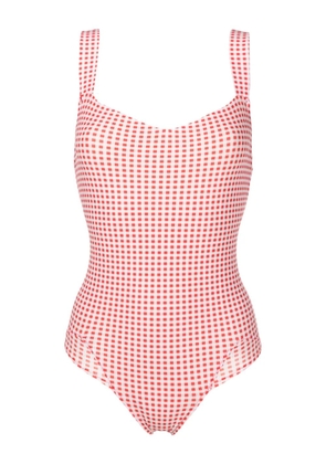 Amir Slama gingham-check pattern swimsuit - Red