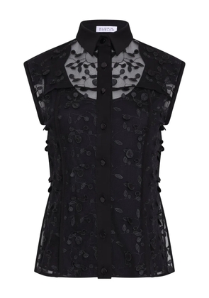 Gloria Coelho floral-appliqué buttoned shirt - Black