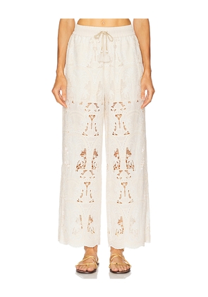 REVOLVE x JJ Embroidered Pant in Beige. Size M-L. Also in S-M.