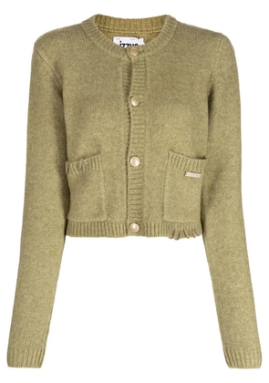 izzue logo-patch button-up cardigan - Green