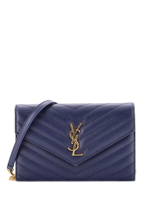 Saint Laurent Pre-Owned Classic Monogram Wallet on Chain Matelasse Chevron Leather Small crossbody bag - Blue