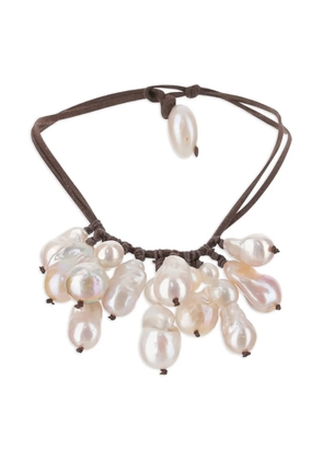 Mela suede-strap necklace - White